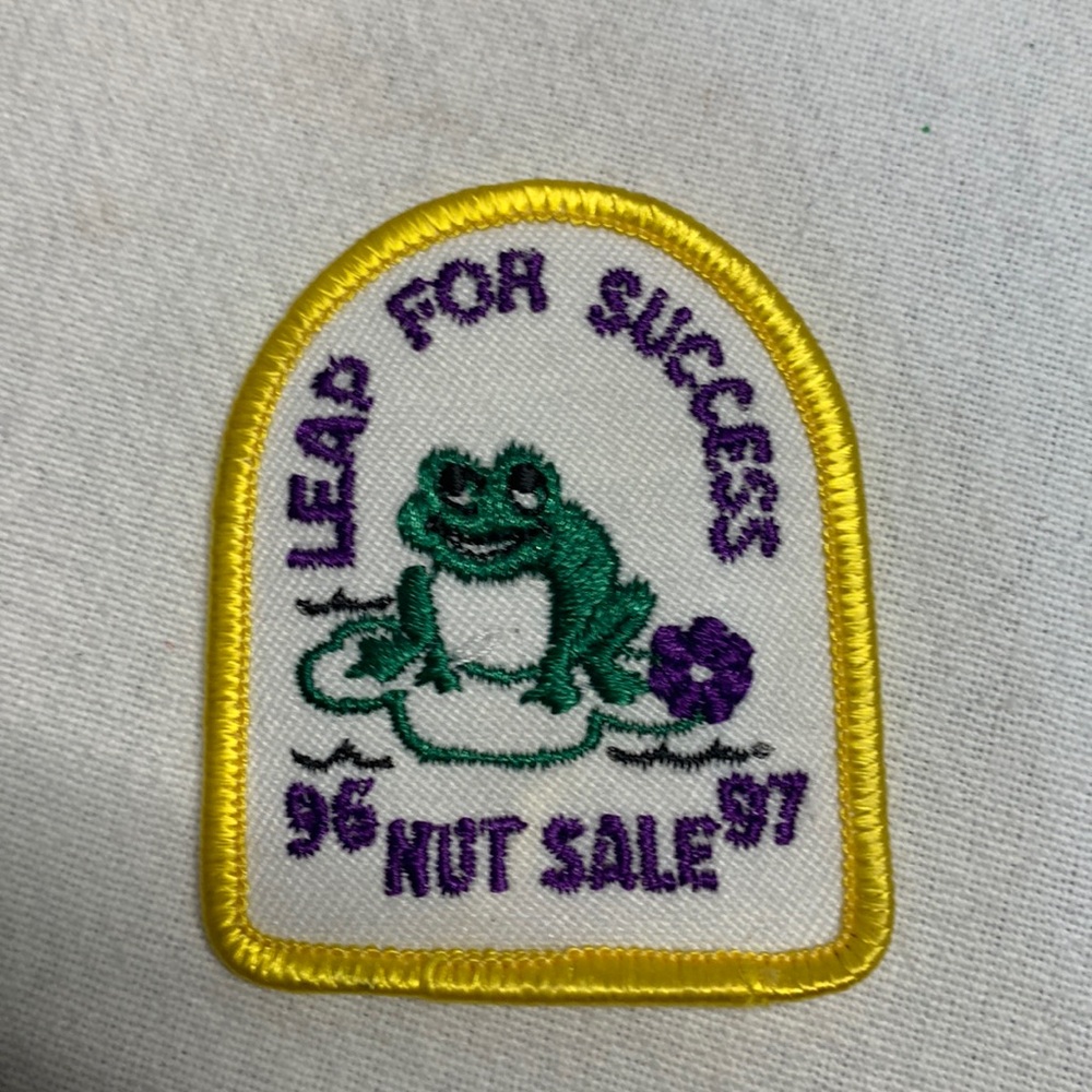 PATCH GSA Girl Scouts Leap for Success 96 1997 Nut Sale Frog Vintage